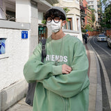 Men Hoodie Printed Crew Neck Sweatshirt Boy Korean Style Trendy Spring and Autumn