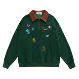 Men Long Sleeve Shirt Letter Polo Sweater Men and Women Vintage Couple Long-Sleeve T-shirt