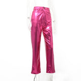 Women Pants Autumn High Waist PU Leather Pants Women's Casual Pants