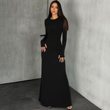 Women Dresses Winter Fashion round-Neck Long-Sleeved Dress