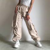 Women Cargo Pants Stitching Wide-Leg Pants Cargo Pants Loose Trousers