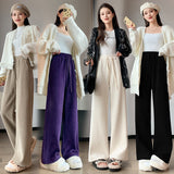 Palazzo Pants Corduroy Wide-Leg Pants Women's Autumn High Waist Straight Casual