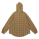 Men Long Sleeved T Shirt Hooded Plaid Shirt Men Spring Autumn Outdoor Sports and Casual Loose Long Sleeve