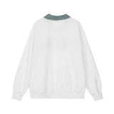 Men Hoodie Contrast Color Lapels Pullover Sweater Men's Patch Letter Inkjet Printing Long Sleeve