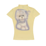 Women T-shirt Printed Short-Sleeved T-shirt Casual Slim-Fit Figure Flattering Top