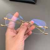 CHH Chrome Hearts Glasses Frameless Punched Retro Square Round Versatile Myopia Glasses Frame