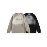 Unisex Hoodie Retro Washed Raglan Sleeve Crew Neck Pullover Sweatshirt Men and Women