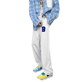 Men Sweatpants Waffle Pants Men's Spring Straight Wide Leg Casual