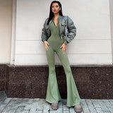 Women Jumpsuit Fashion Tight Zipper Sports Yoga Jumpsuit