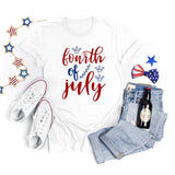 National Flag Day T Shirts Summer round Neck T-shirt Women's Short Sleeve Independence Day Women