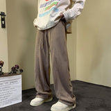 Men Sweatpants Men's Waffle Design Casual Pants Straight Loose