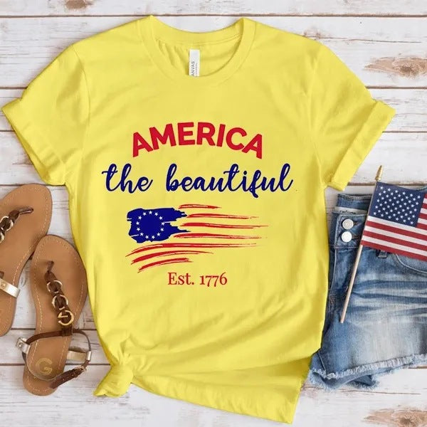 Women's Independence Day T Shirt round Neck Short Sleeve T-shirt Women's Top
