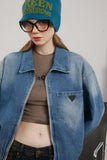 Unisex Jacket Autumn Floral Offset Denim Coat Women's Clothing