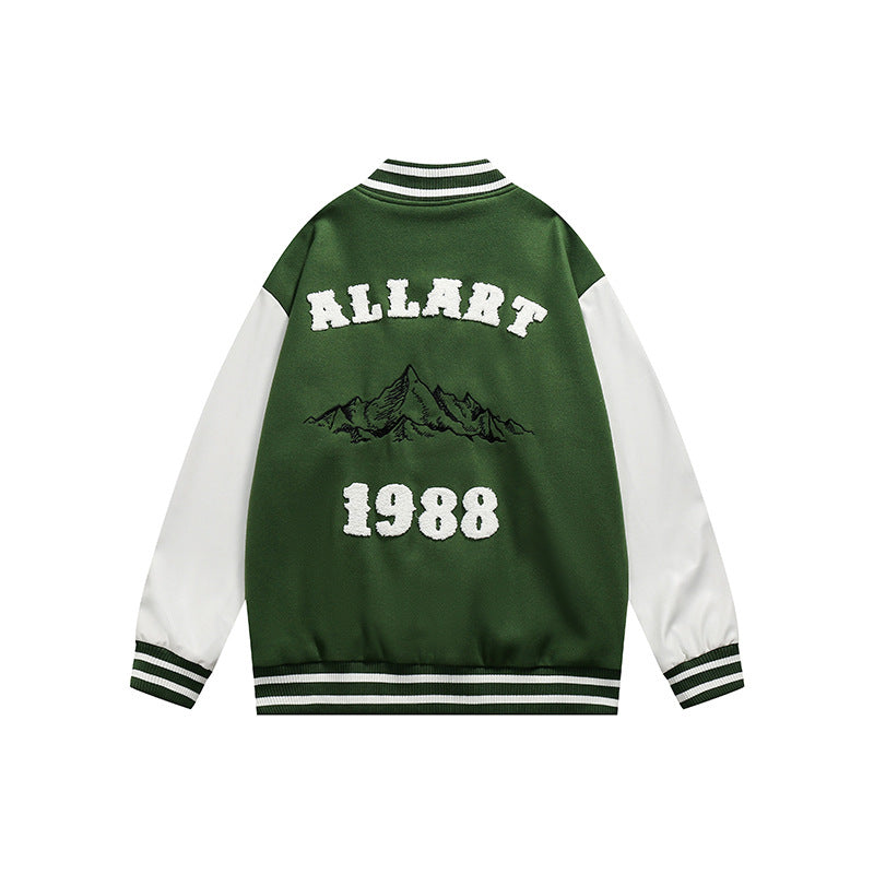 Varsity Jacket Vintage Stand Collar Baggy Coat Men