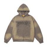 Men Hoodie Inkjet Gradient Printing Hooded Jacket Autumn and Winter Loose Embroidered Letters Zipper Cardigan Sweater