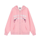 Men Hoodie Hooded Jacket Men's Spring and Autumn Loose Printed Cardigan