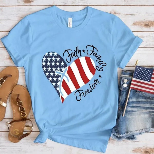 Women's Independence Day T Shirt round Neck Short Sleeve T-shirt