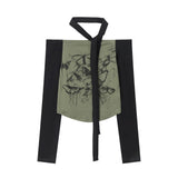 Women Long Sleeve T-shirt Floral-Print off-Shoulder Long Sleeve T-shirt Women's Autumn Design Blouse