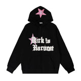 Men Fleece Lined Hoodie Embroidered Letter Hooded Sweaters Menswear Loose Street Coat