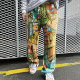 Men Pant Printed Loose Trousers Casual Trousers