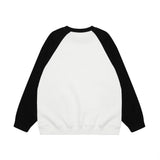Men Hoodie Color-Block Raglan Sleeves round Neck Men's Casual Loose Long Sleeve