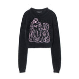 Women Sweater Short Sweater Girls' Autumn round Neck Long Sleeve Wool Casual