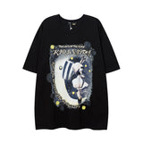 Men T Shirt Cartoon Graffiti Printing Short-Sleeved T-shirt Casual All-Matching Men and Women