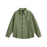 Unisex Jacket Autumn Leisure Plaid Letters Shirt