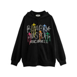 Men Hoodie Hip Hop Line Embroidered Letter Hooded Jacket