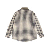 Men Long Sleeved T Shirt Retro Plaid Long Sleeve Shirt Men's Embroidery Loose Shirt Coat Spring and Autumn