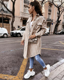 Plaid Trench Coat Autumn and Winter New Mid-Length Houndstooth Women's Printed Wear