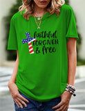 Women's Independence Day T Shirt Pattern Printed Short-Sleeved T-shirt
