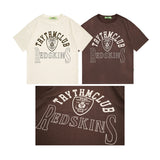 Men's T Shirt Letter Print Short-Sleeve T-shirt Men's and Women's Retro Loose round Neck