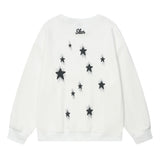 Men Hoodie Pentagram Puff Print round Neck Loose Sweatshirt