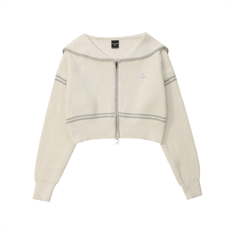 Women Sweater Short Zipper Knitted Cardigan for Women Casual Autumn
