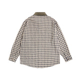 Men Long Sleeved T Shirt Retro Plaid Long Sleeve Shirt Men's Embroidery Loose Shirt Coat Spring and Autumn