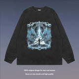 Men Long Sleeve Shirt Long Sleeve T-shirt Men and Women Street Trendy Brand Distressed Bottoming Top