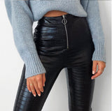 Women Pants Spring/Summer Pu Zipper Skinny Slimming Casual Leather Pants
