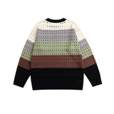 Unisex Sweatshirt Autumn Colorful Striped Hollow Top