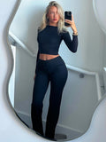 Women Co-Ord Set Autumn and Winter Women's round Neck Long Sleeve Trousers Fashion Casual Set