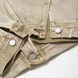 Men Denim Jacket Letter Embroidered Denim Jacket Loose Wash Distressed
