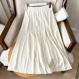 Women Skirt Vintage Spring High Waist Midi Skirt