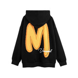 Men Hoodie Big M Letter Printed Hoodie Men's Loose Pullover Hoodie