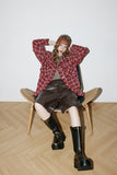 Unisex Jacket Autumn Woven Red Plaid Jacket Women's Clothing