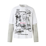 Unisex long-sleeved shirt autumretro round neck