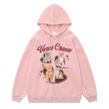 Men Hoodie Kitten Printed Hoodie Men's Casual Pullover