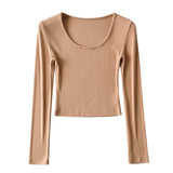 Women T-Shirt Long-Sleeved T-shirt Fall Slim Fit Bottoming Shirt