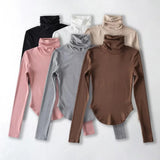 Women T-Shirt Autumn and Winter Stretch Tight Long-Sleeved T-shirt Top