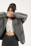 Unisex Jacket Autumn Heavy Washed Casual Denim