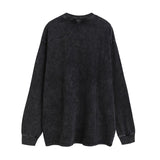 Men Long Sleeve Shirt Punk Vintage Printed Washed Long Sleeve T-shirt for Men and Women